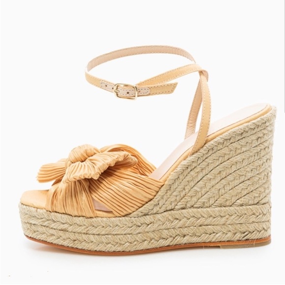 Loeffler Randall Peri Tan Wedge Sandals with Bow Detail - Picture 2 of 11